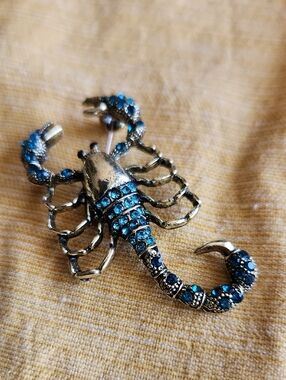 Blue Crystal Scorpion Brooch Pin - Women's Jewelry